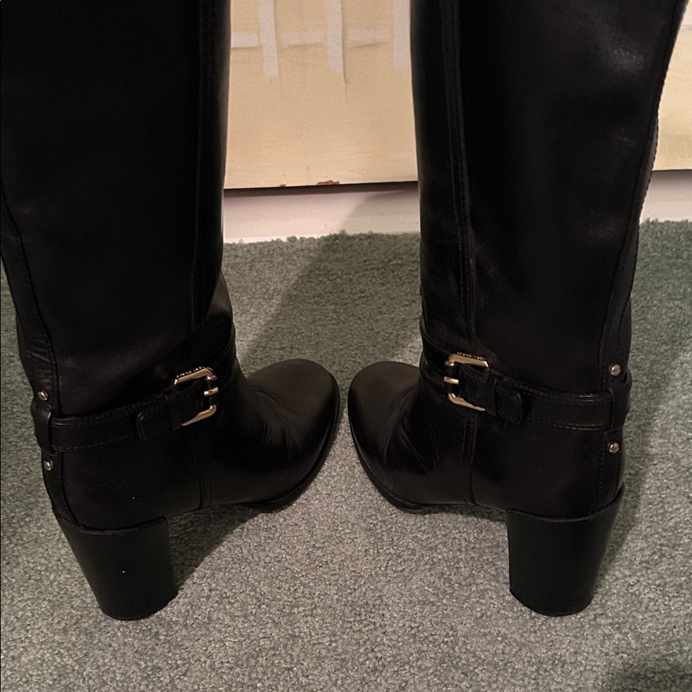 Tory Burch Daniella Leather High Black Riding Boots. 3.75” Heel. Size 10.5 - Picture 8 of 16